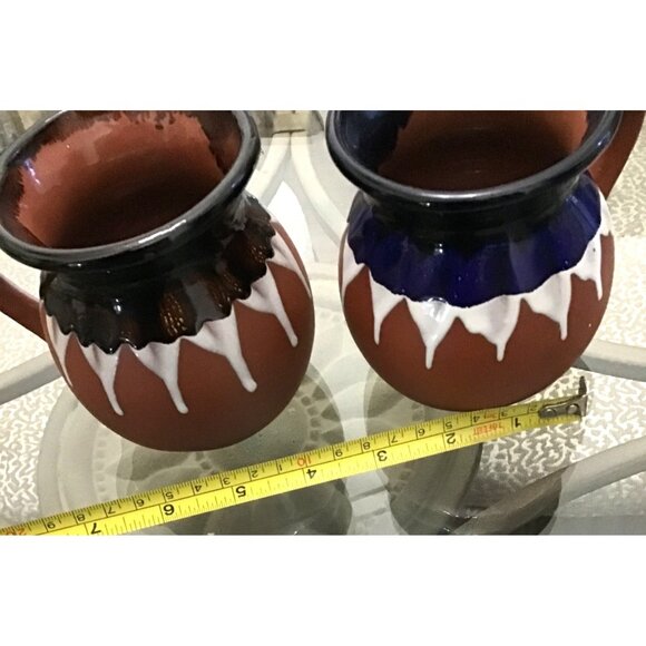 SET OF 2- CERAMIC TERRA COTTA CLAY MEXICAN BARRO COFFEE MUGS - Picture 5 of 6